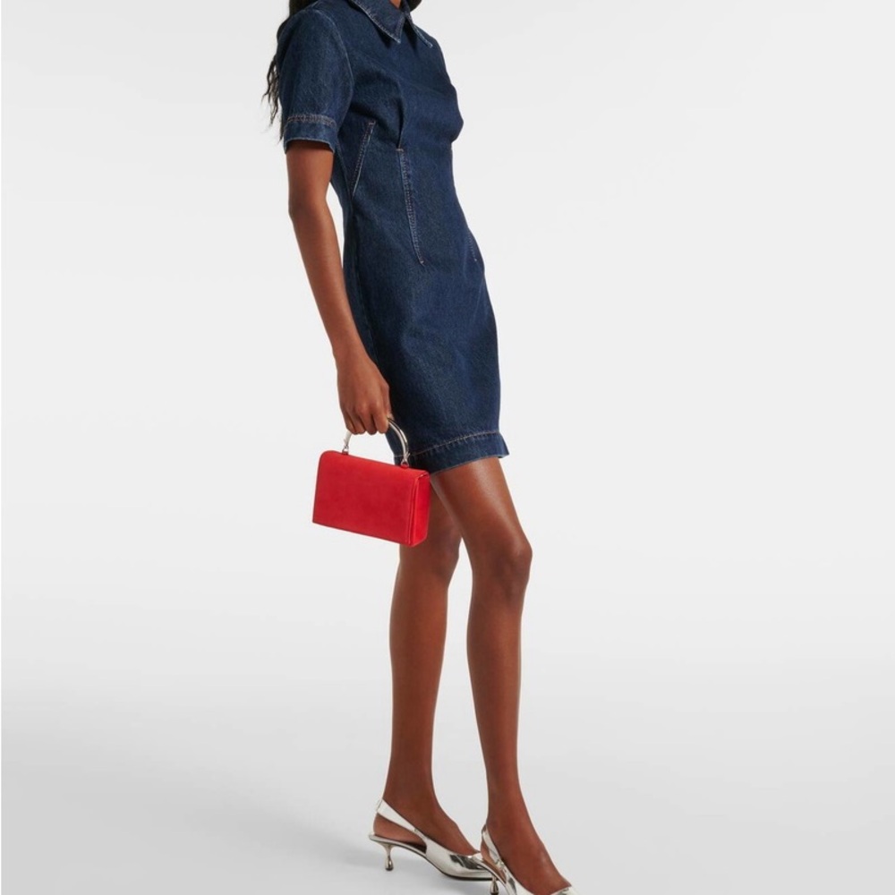 NWT Staud Arc Evening Bag Red Suede Handbag - Picture 3 of 7